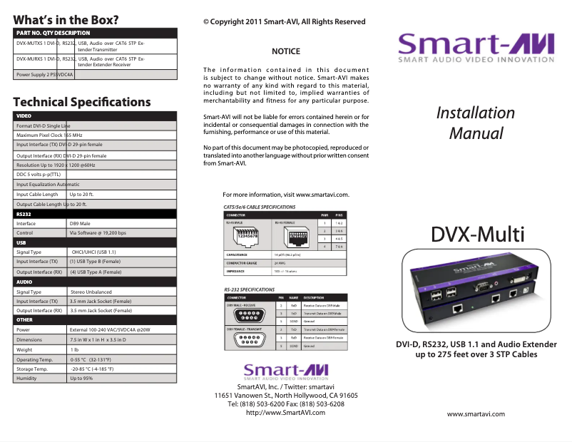 Page 1 of the manual User Manual Smart-AVI DVX-MUTX
