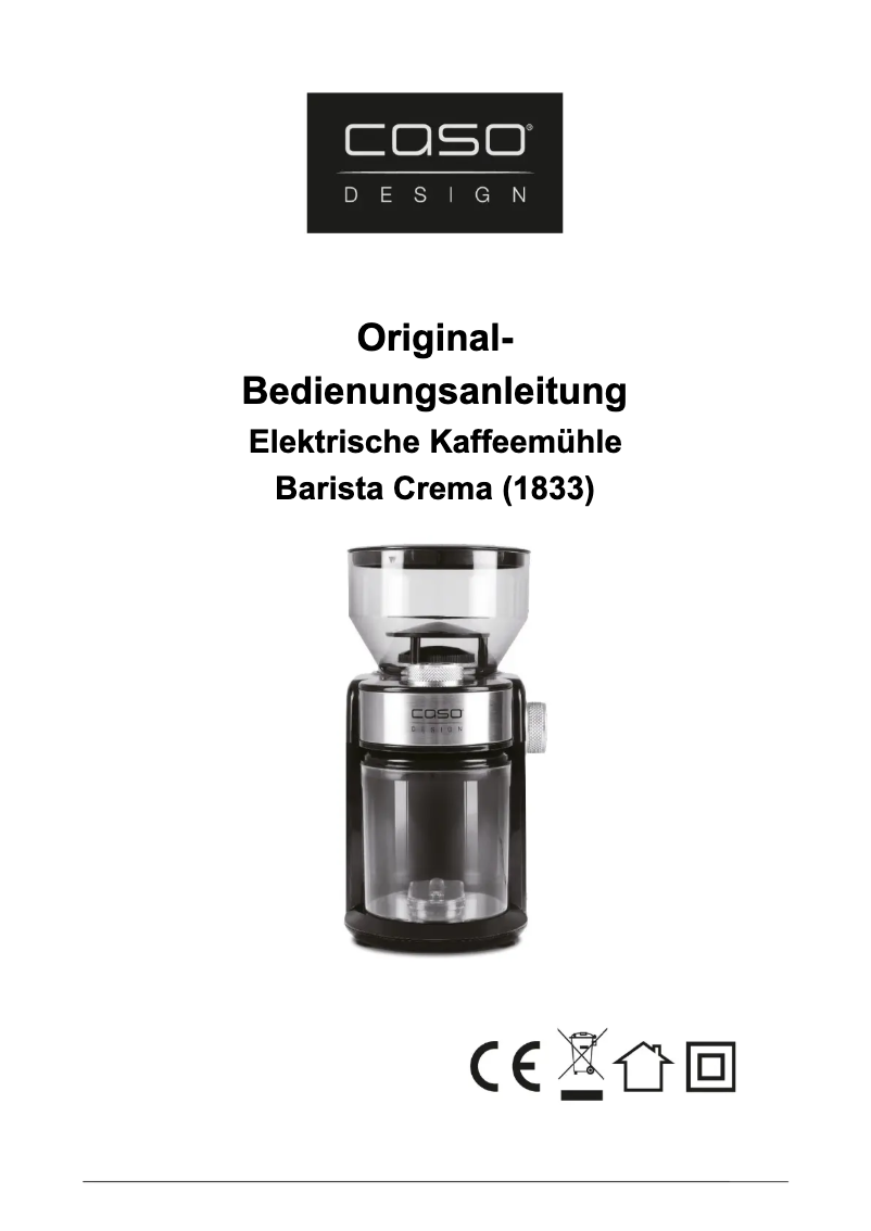First page image of the manual for Barista Crema 1883