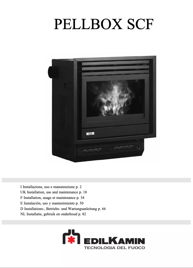First page image of the manual for PELLBOX SCF