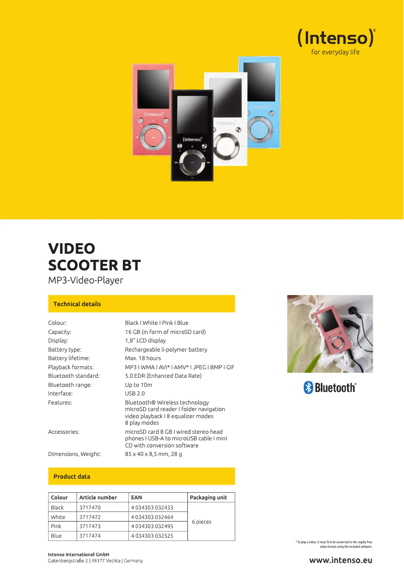 First page image of the manual for Video Scooter BT