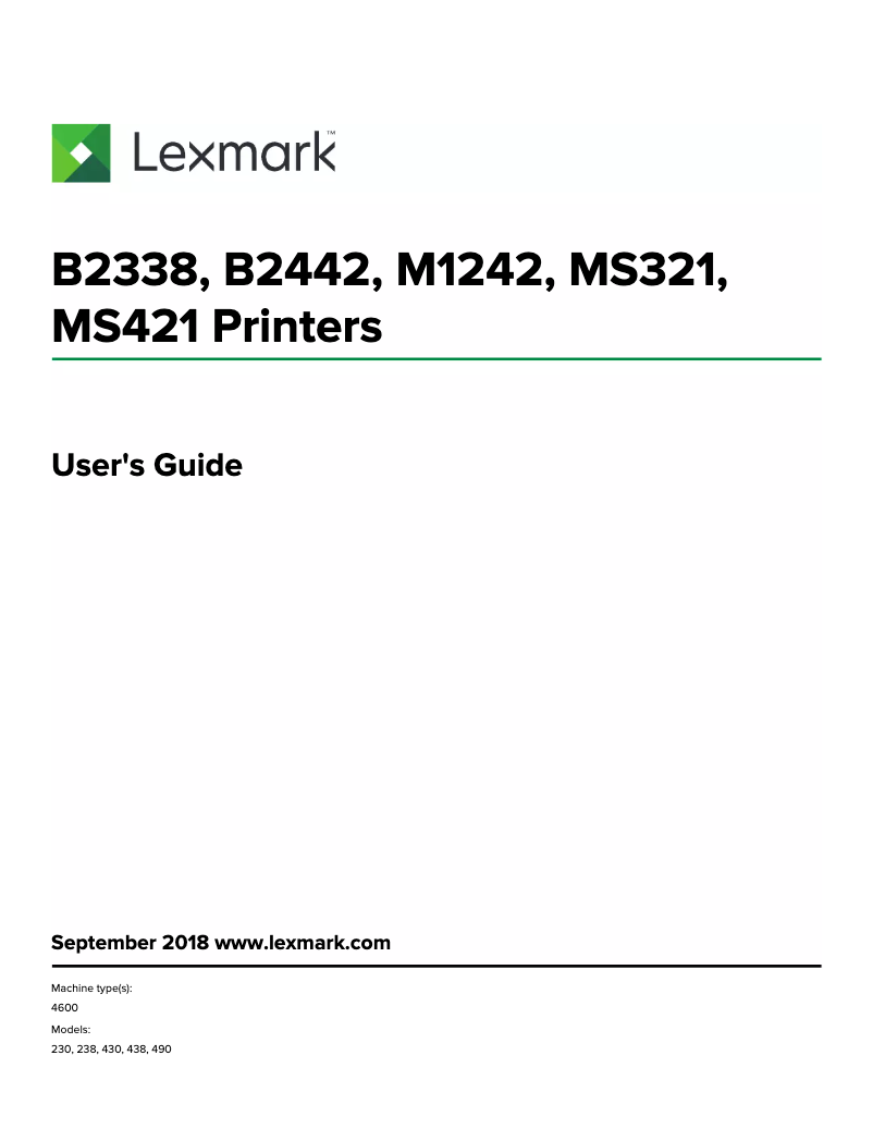 First page image of the manual for B2442dw
