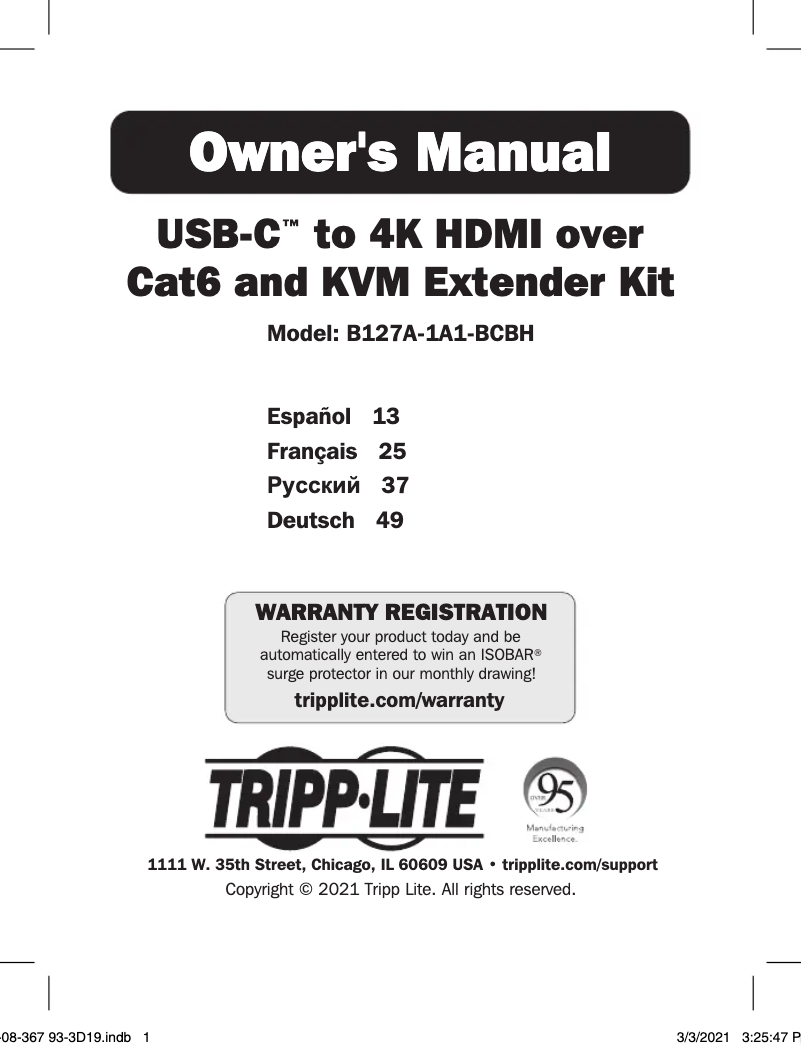 Page 1 of the manual User Manual Tripp Lite B127A-1A1-BCBH