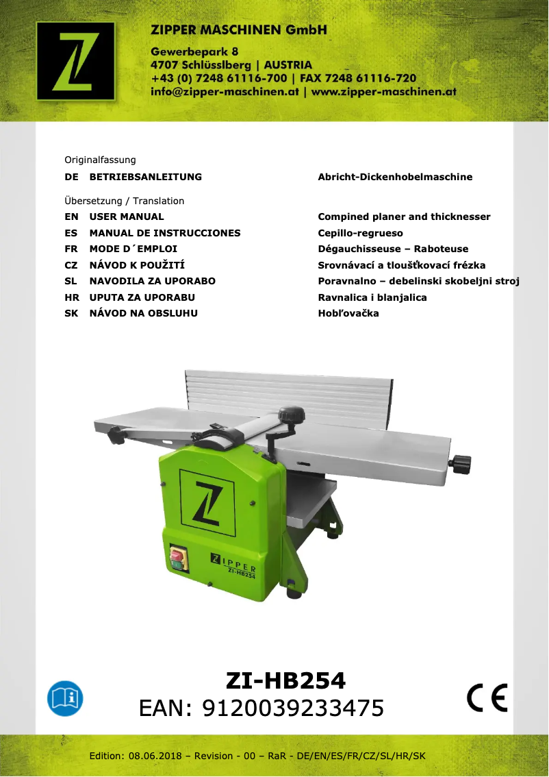 Page 1 of the manual User Manual Zipper ZI-HB254
