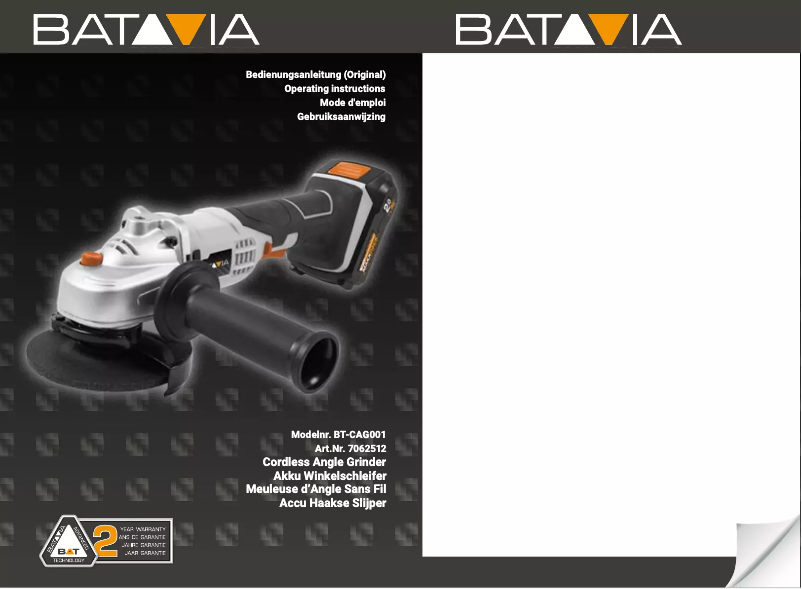 Page 1 of the manual User Manual Batavia BT-CAG001