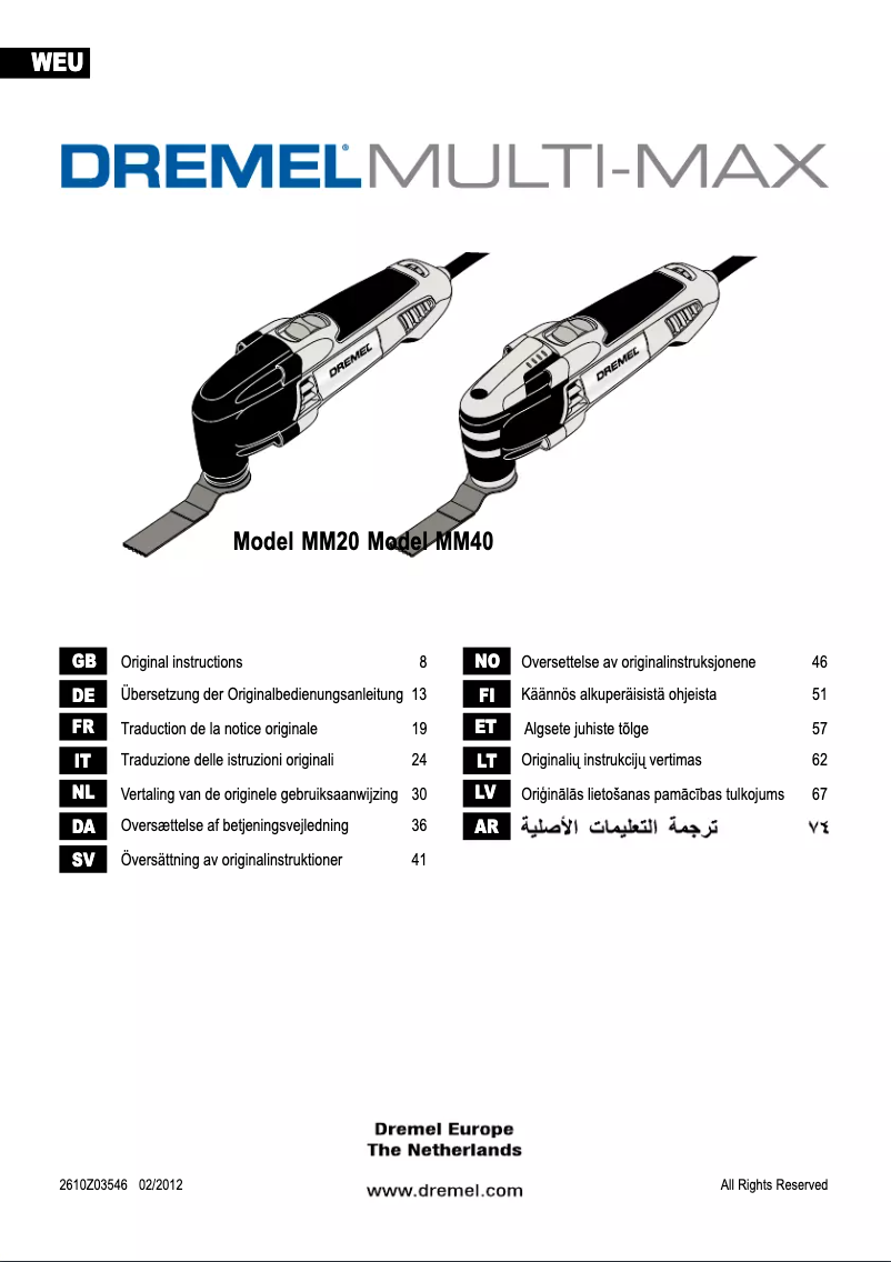 Page 1 of the manual User Manual Dremel Multi-Max MM20