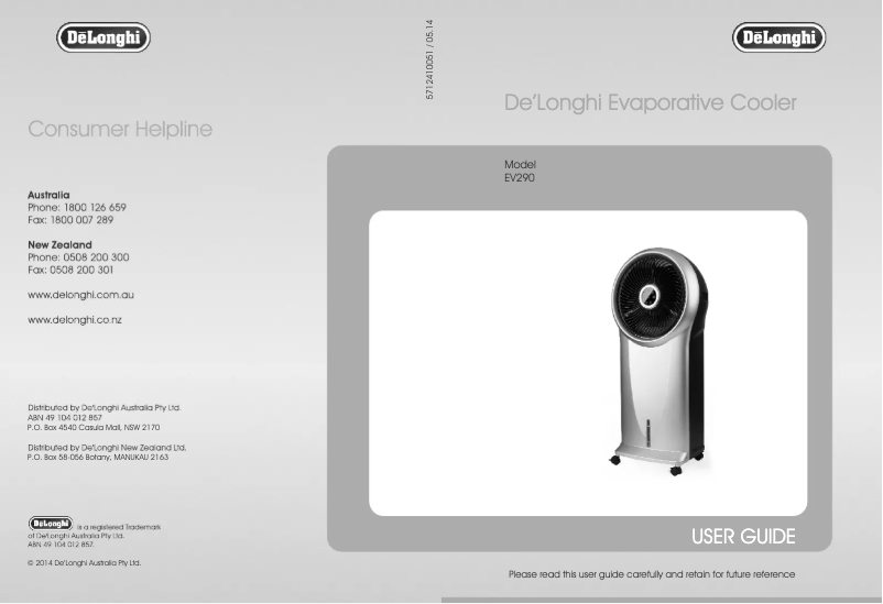 First page image of the manual for EV290