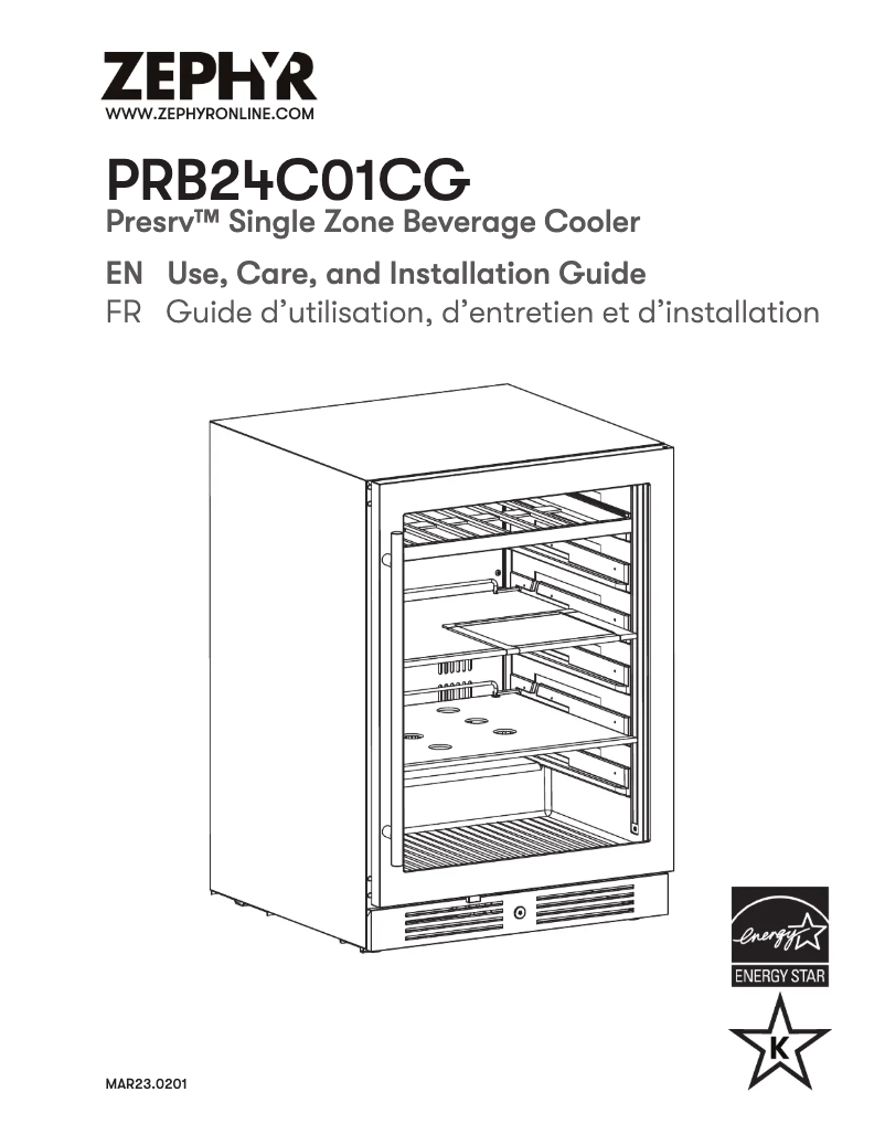 Page 1 of the manual Installation Guide Zephyr Presrv PRPB24C01BG