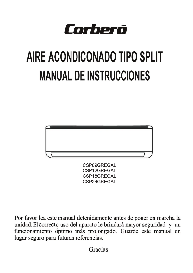 First page image of the manual for CSP09GREGAL