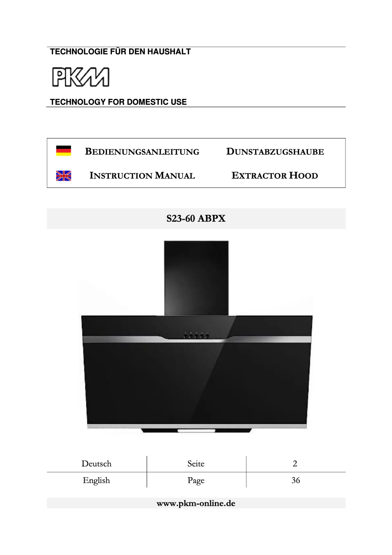 Page 1 of the manual User Manual PKM S23-60 ABPX