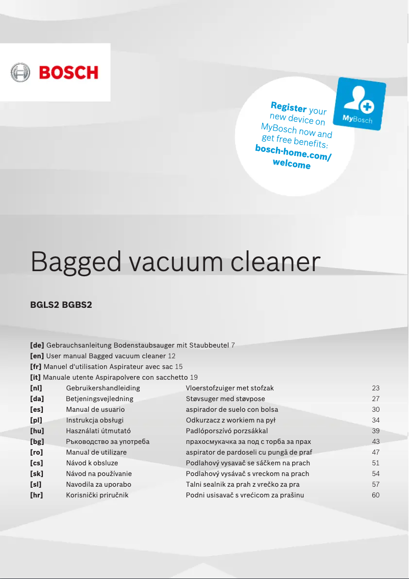 Page 1 of the manual User Manual Bosch Serie 2 BGLS2FRESH