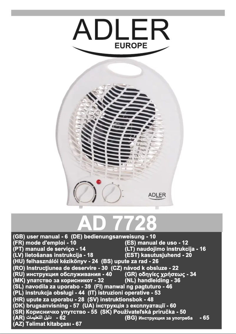 Page 1 of the manual User Manual Adler AD 7728