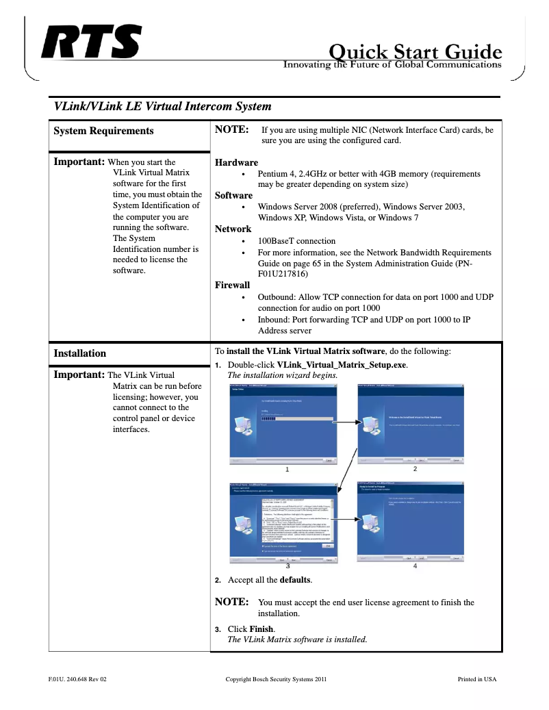 First page image of the manual for VLink Lite