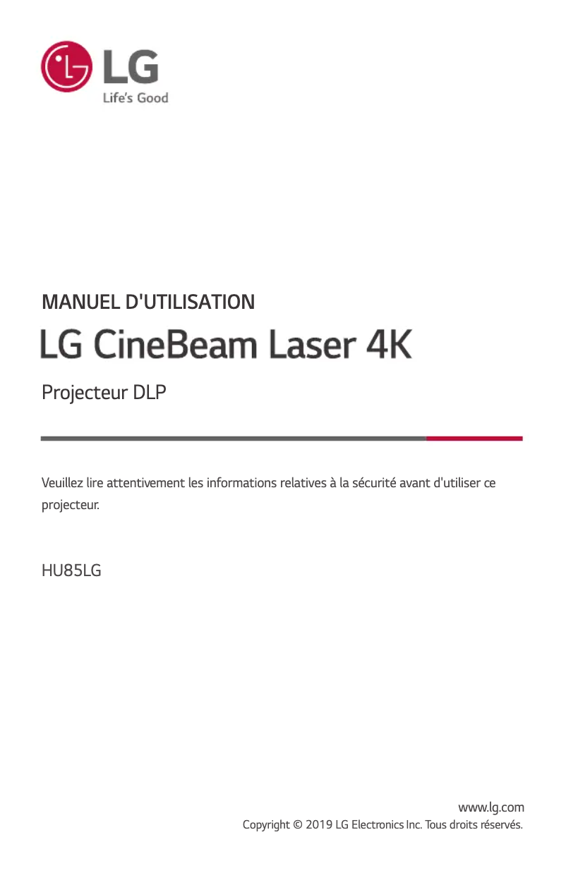 First page image of the manual for CineBeam HU85LG