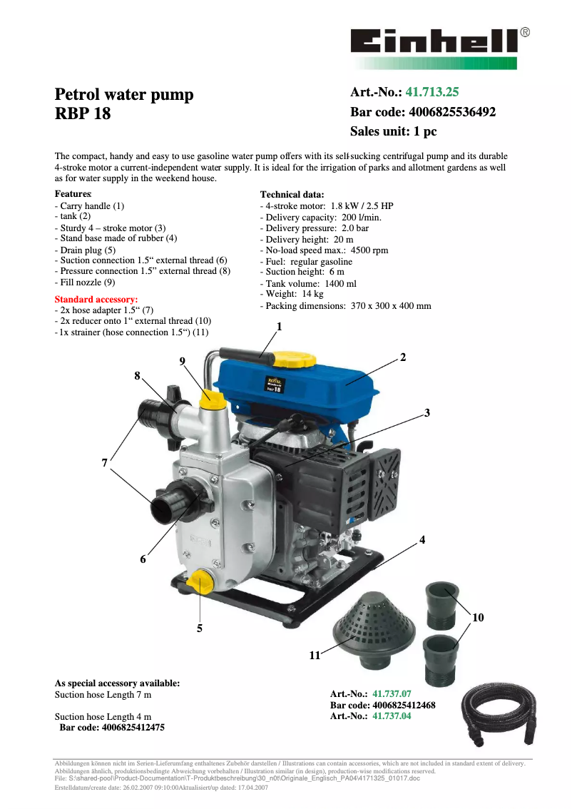 First page image of the manual for Royal RBP 18