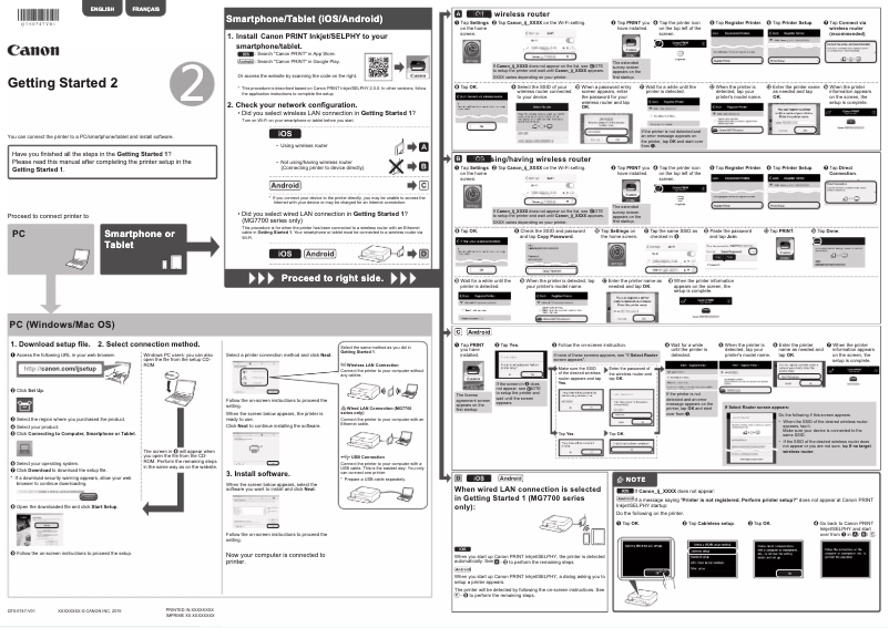 First page image of the manual for PIXMA MG7750