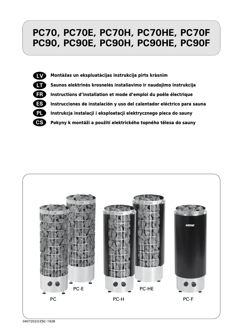Page 1 of the manual User Manual Harvia Cilindro HPCE900400