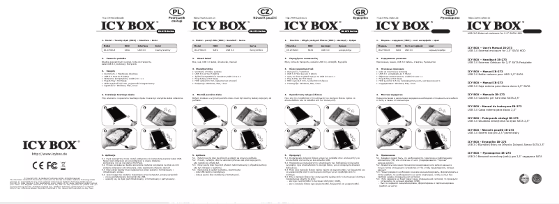 Page 1 of the manual Instruction Manual Icy Box IB-273StU3