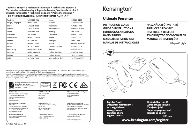 Page 1 de la notice Manuel utilisateur Kensington K75233EU