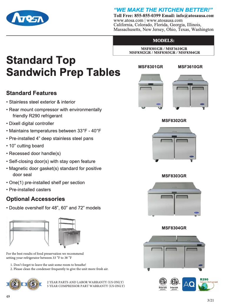 First page image of the manual for MSF8304