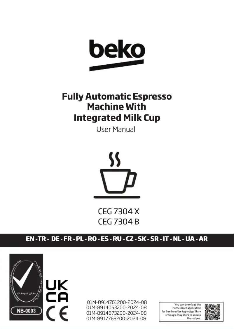 Page 1 of the manual User Manual Beko CEG7304X