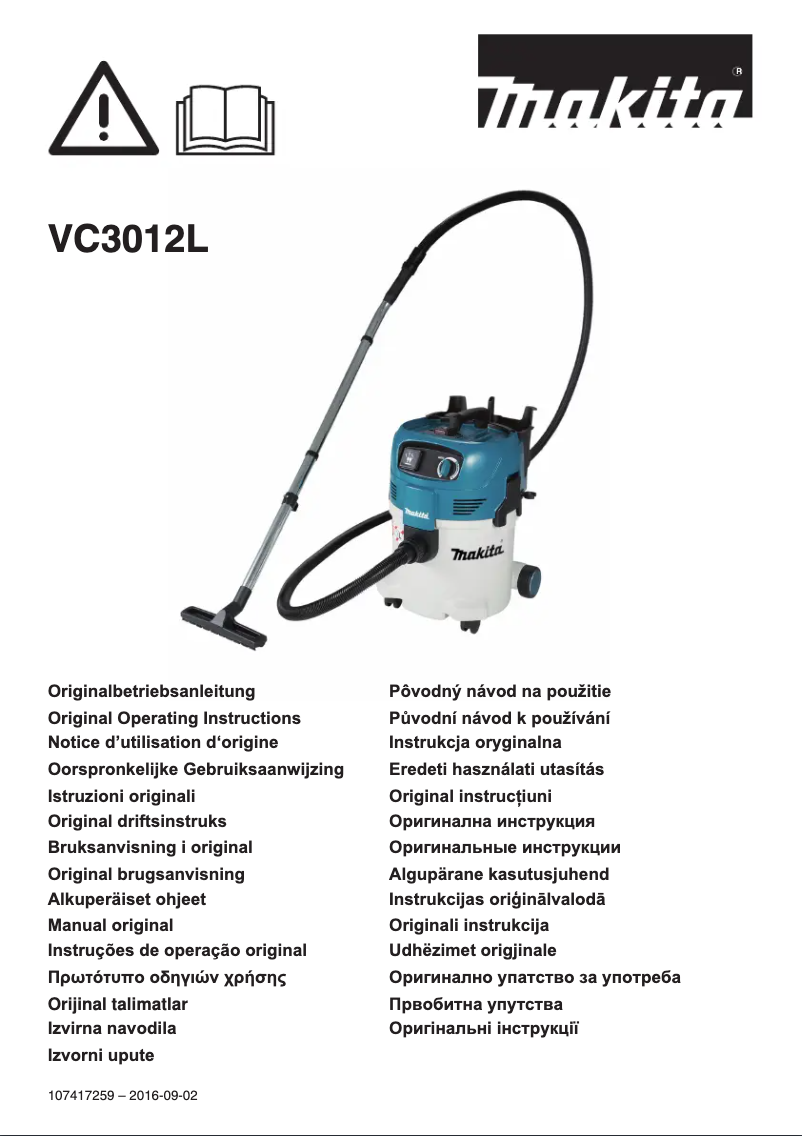 Page 1 of the manual User Manual Makita VC3012L