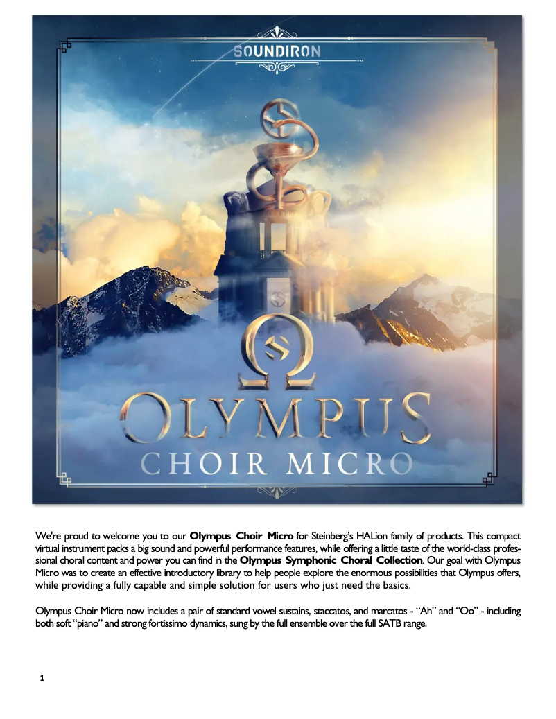 First page image of the manual for Olympus Choir Micro