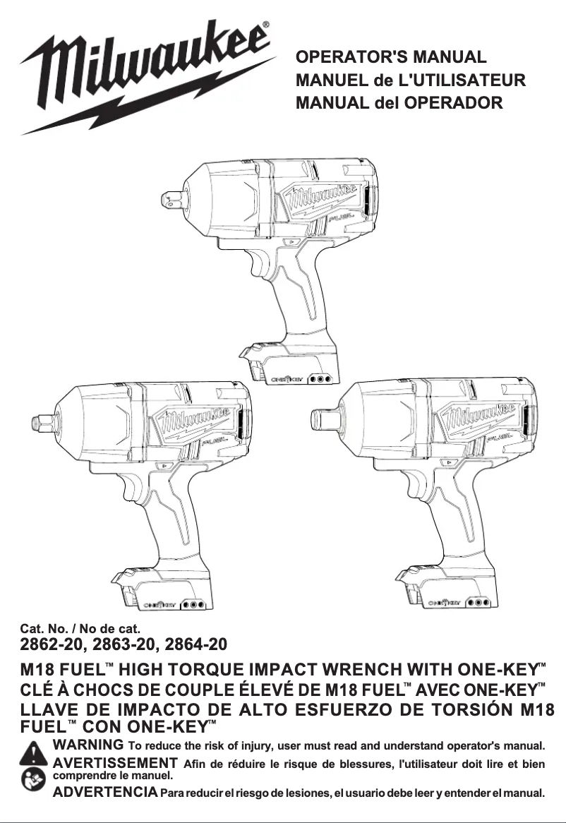 First page image of the manual for M18 Fuel ONE-KEY 2864-22