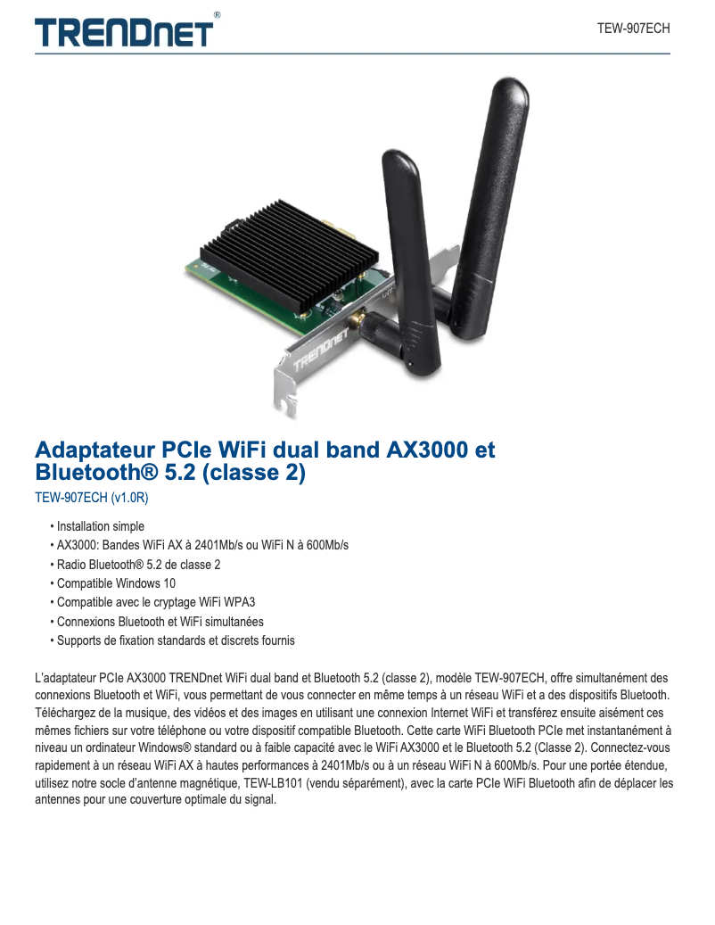 First page image of the manual for TEW-907ECH