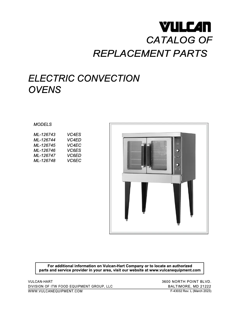 Page 1 of the manual Catalogue Vulcan VC6ED