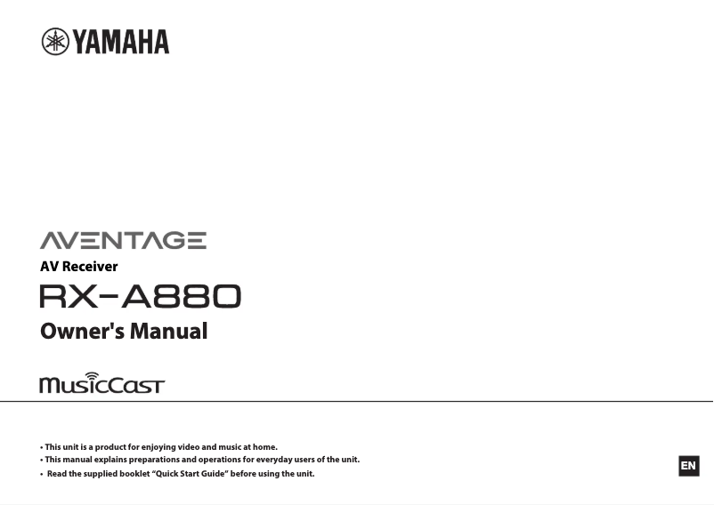 Page 1 of the manual User Manual Yamaha RX-A880