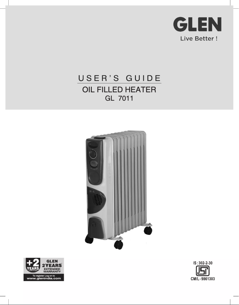 First page image of the manual for GL 7011
