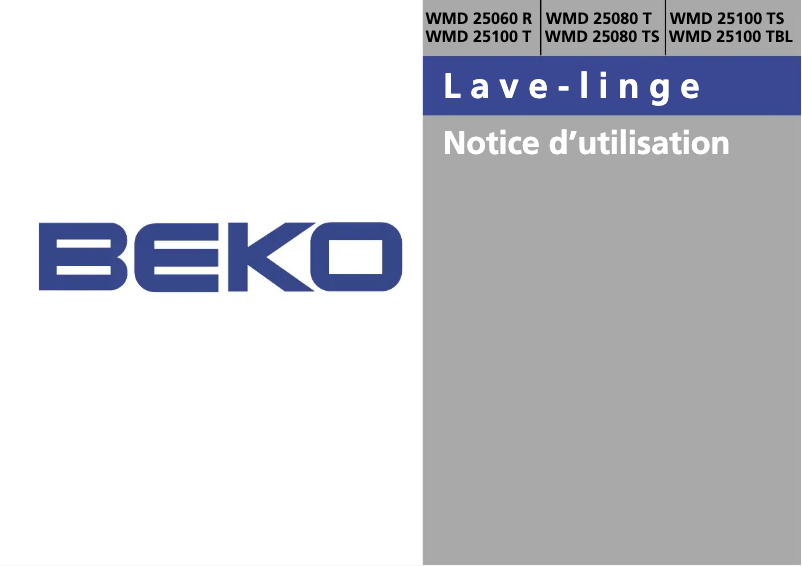 Page 1 of the manual User Manual Beko WMD 25100 T