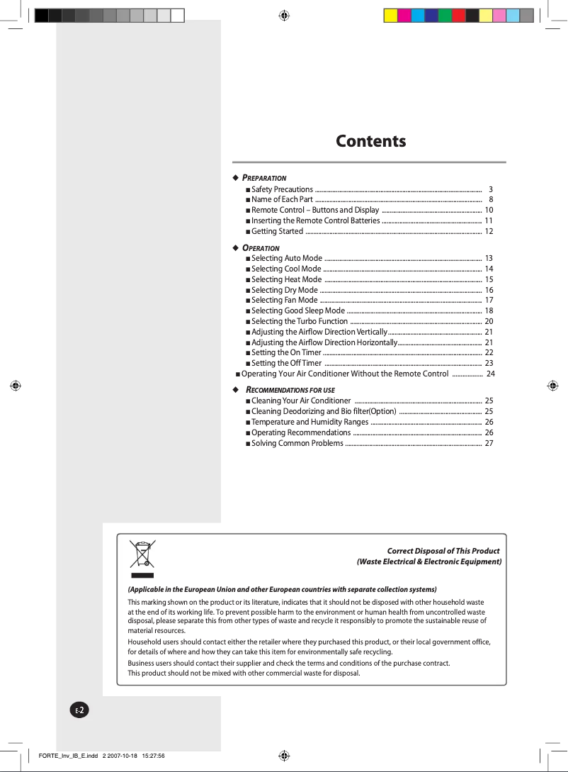 Page 1 of the manual User Manual Samsung AQV09NSBN