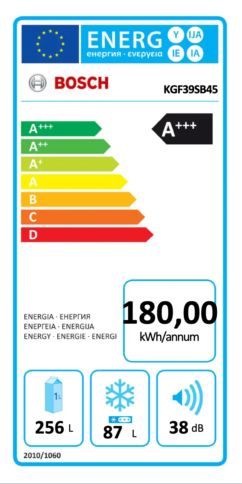Page 1 of the manual Energy Label Bosch KGF39SB45