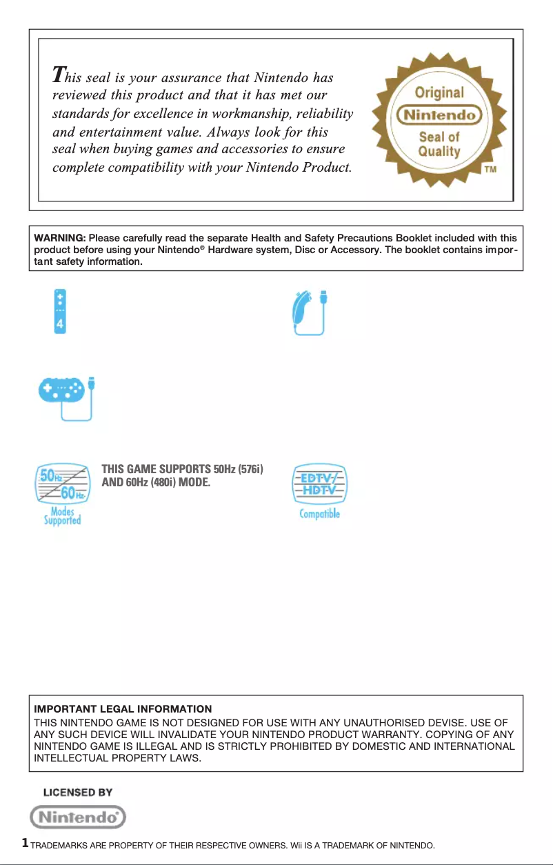 Image de la première page du manuel de l'appareil Fifa 14 (Nintendo Wii)
