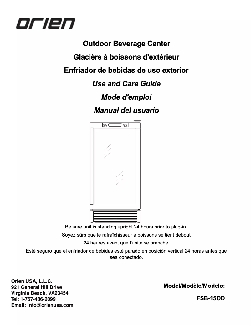 Page 1 of the manual User Manual Orien FSB-15OD