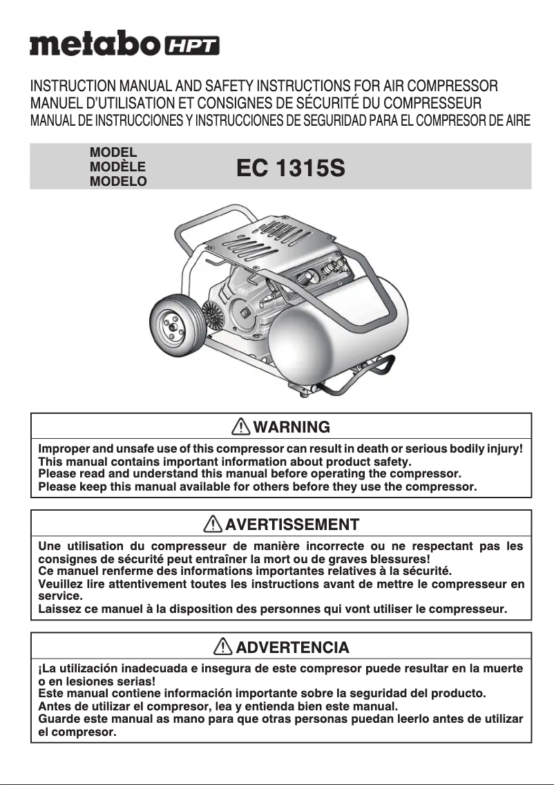 Page 1 of the manual User Manual Metabo EC1315
