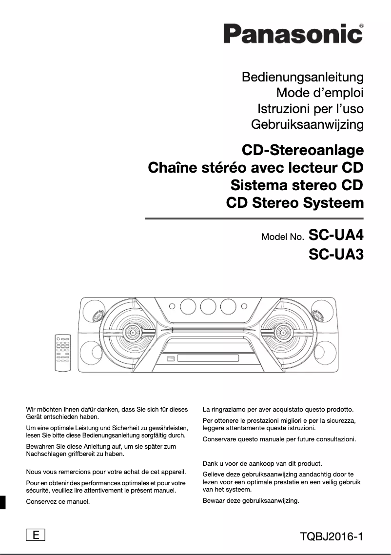 Page 1 of the manual User Manual Panasonic SC-UA3E