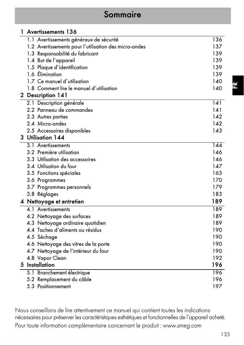 Page 1 of the manual User Manual Smeg SF4604MCNX