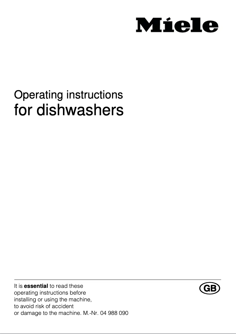 Page 1 of the manual User Manual Miele G 605