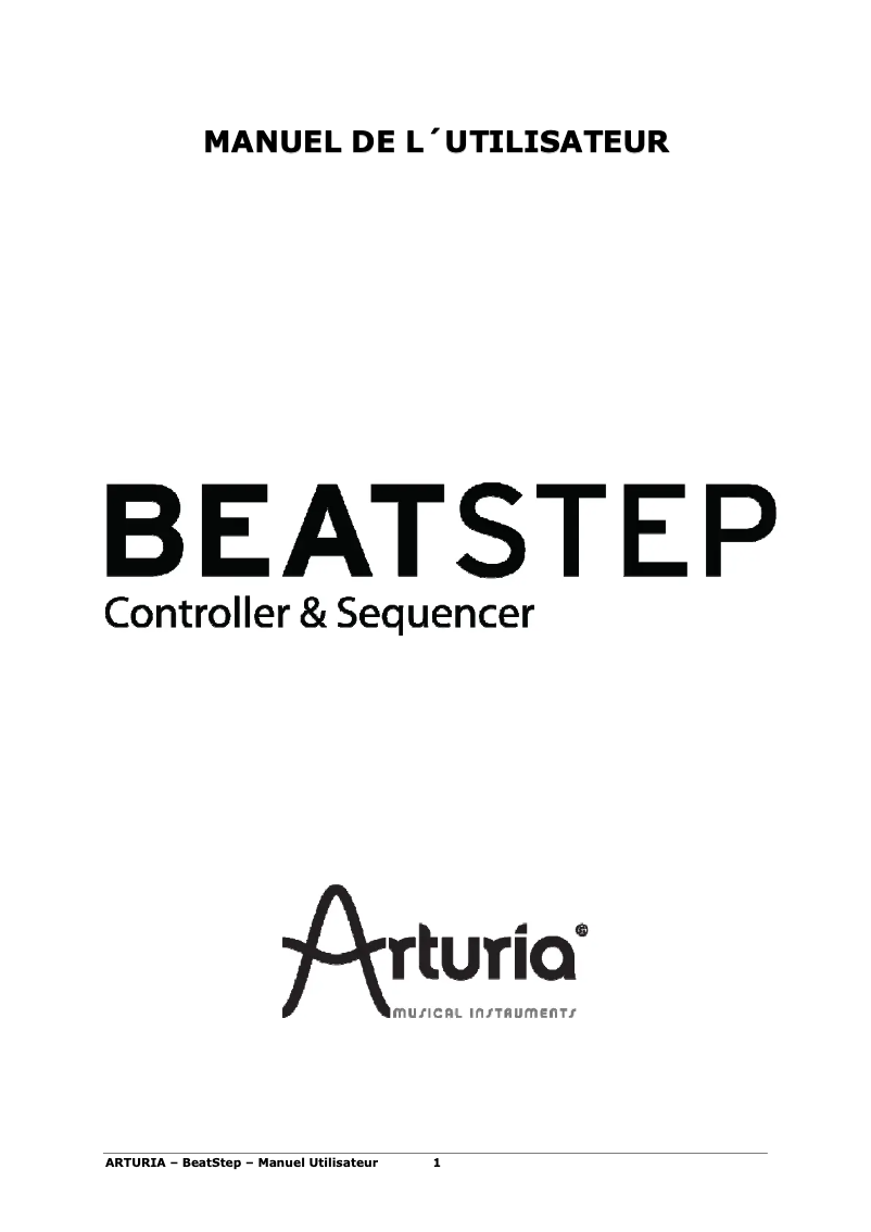 Page 1 of the manual User Manual Arturia BeatStep