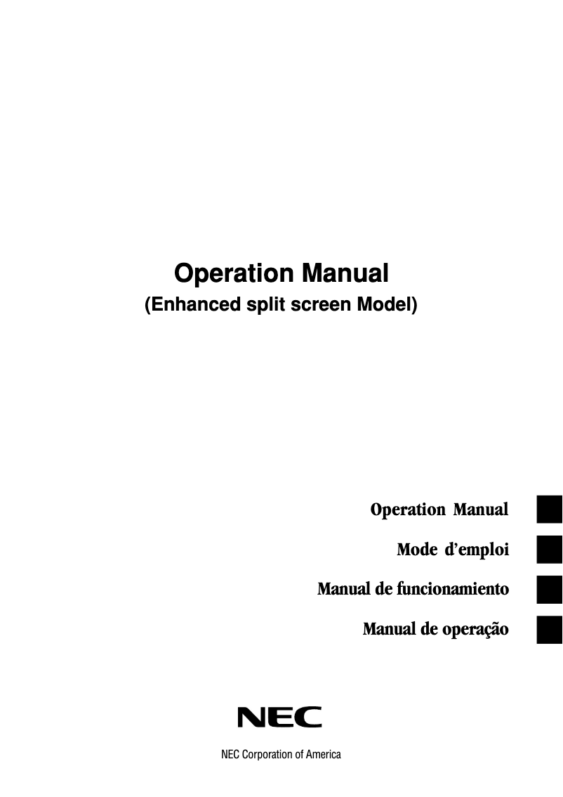 Page 1 of the manual User Manual NEC PlasmaSync 60XR5