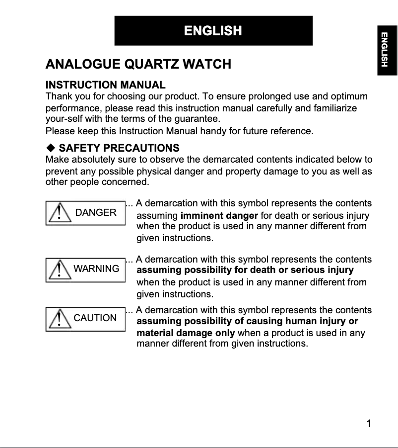 First page image of the manual for Contemporary RF-QD0008S