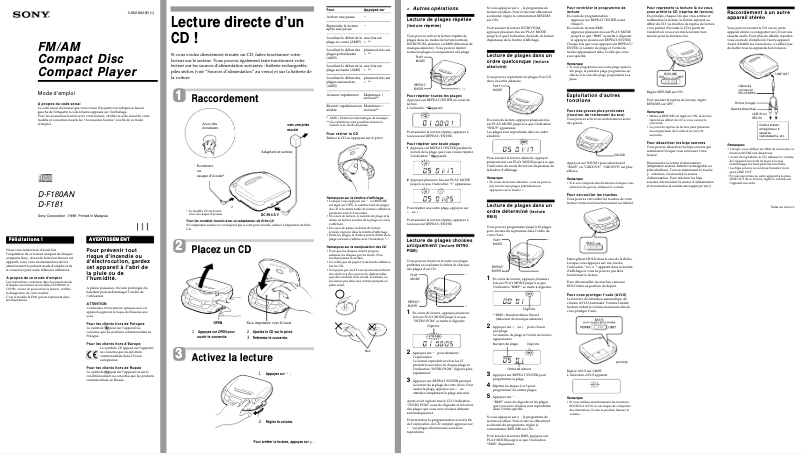 Page 1 of the manual User Manual Sony D-F180AN