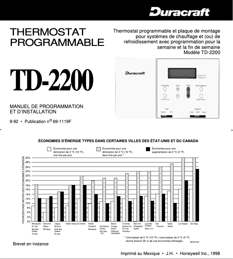 First page image of the manual for TD2200