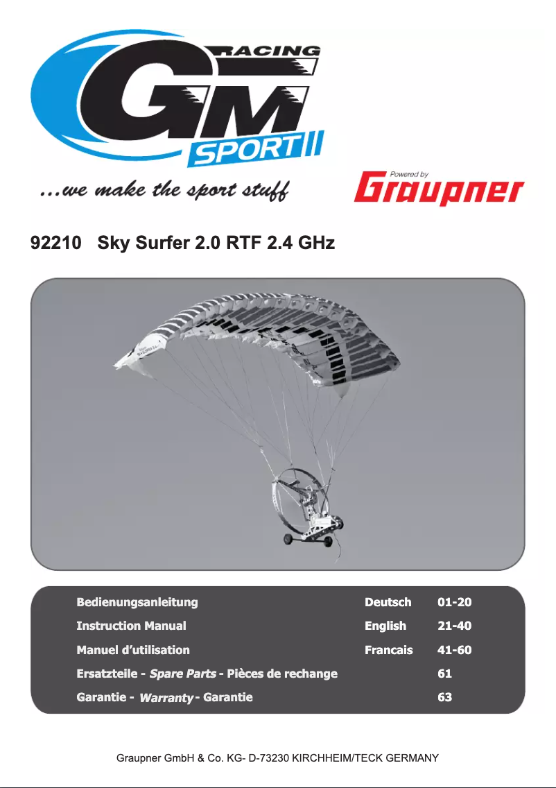 First page image of the manual for Sky Surfer 2.0 RTF