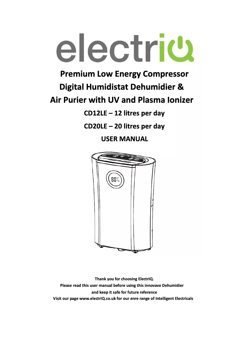 First page image of the manual for CD20LEB