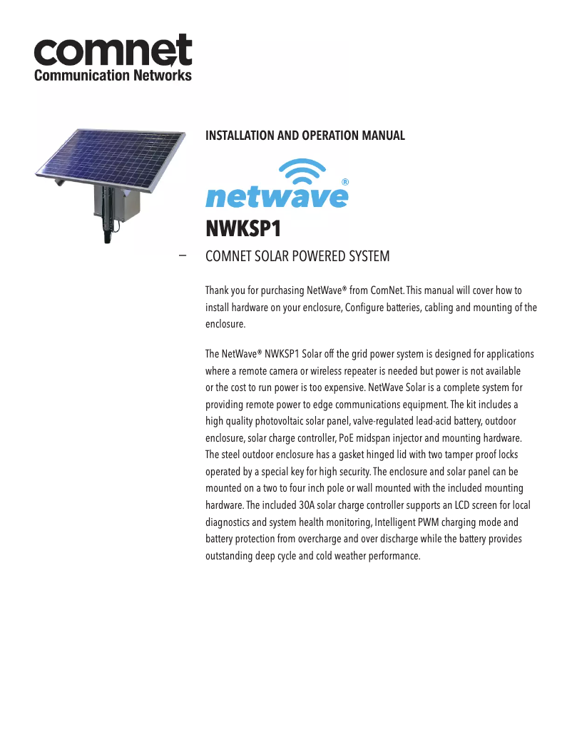 First page image of the manual for NWKSP1