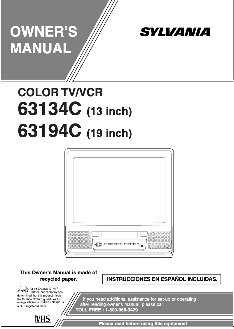 Page 1 of the manual User Manual Sylvania 63134C