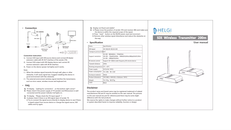 First page image of the manual for HLG0388SDI